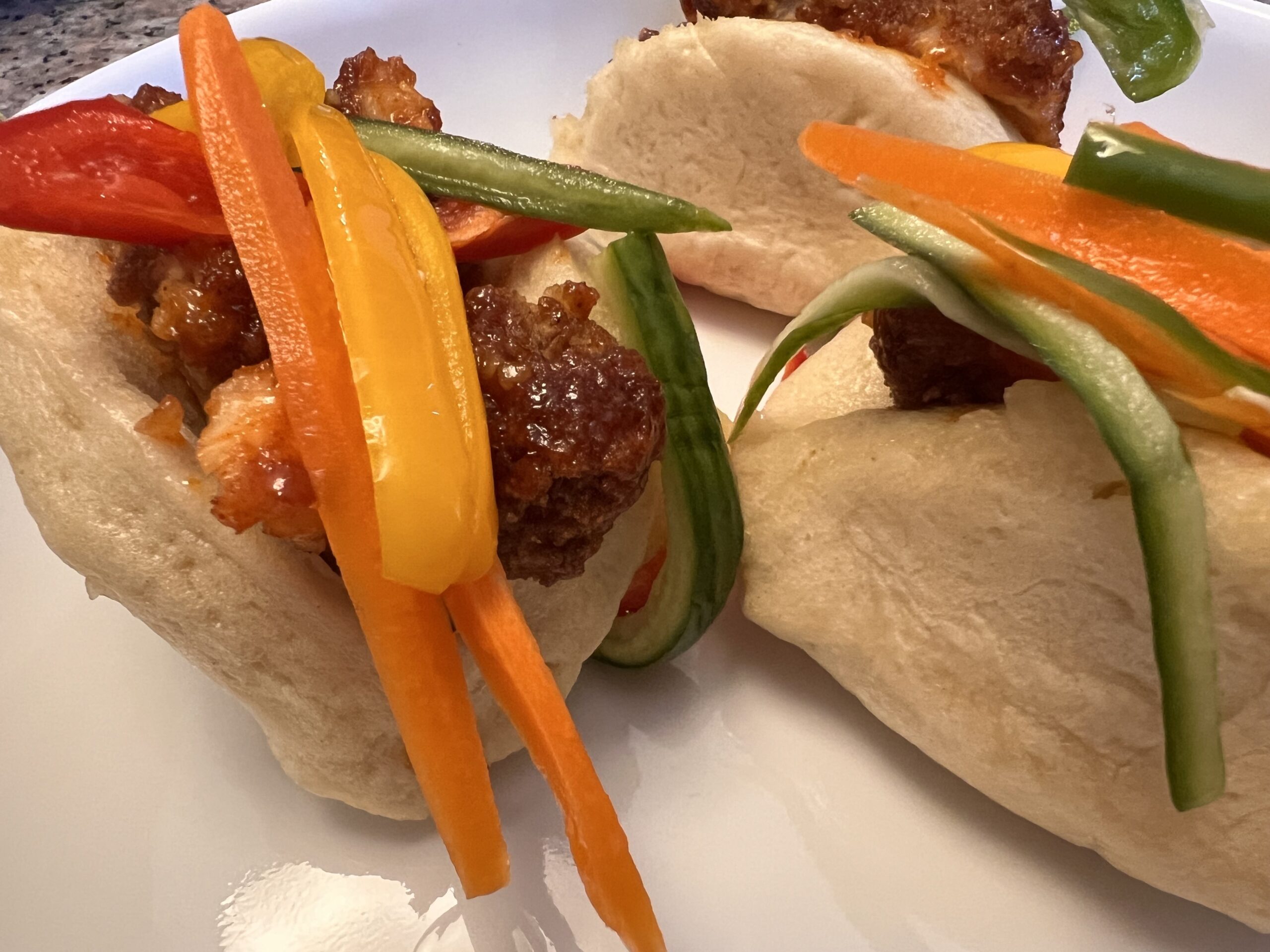 Bao Buns with Korean Chicken and Pickled Vegetable