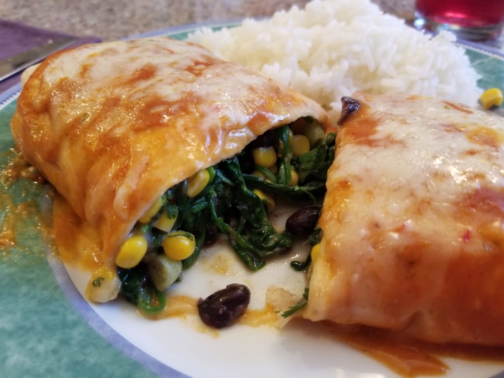 Black Bean and Spinach Smothered Burritos