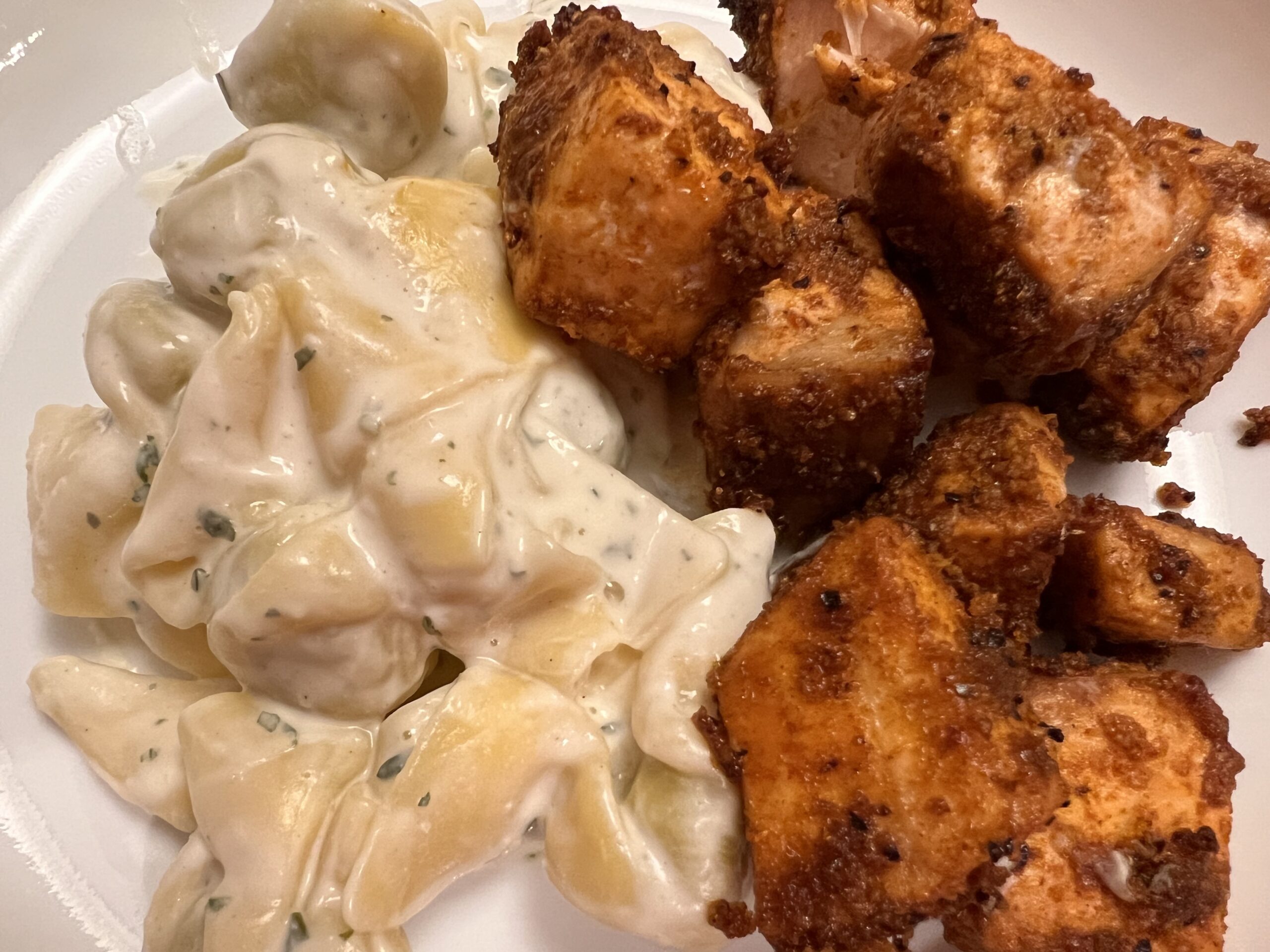 Cajun Salmon Bites and Boursin Tortellini