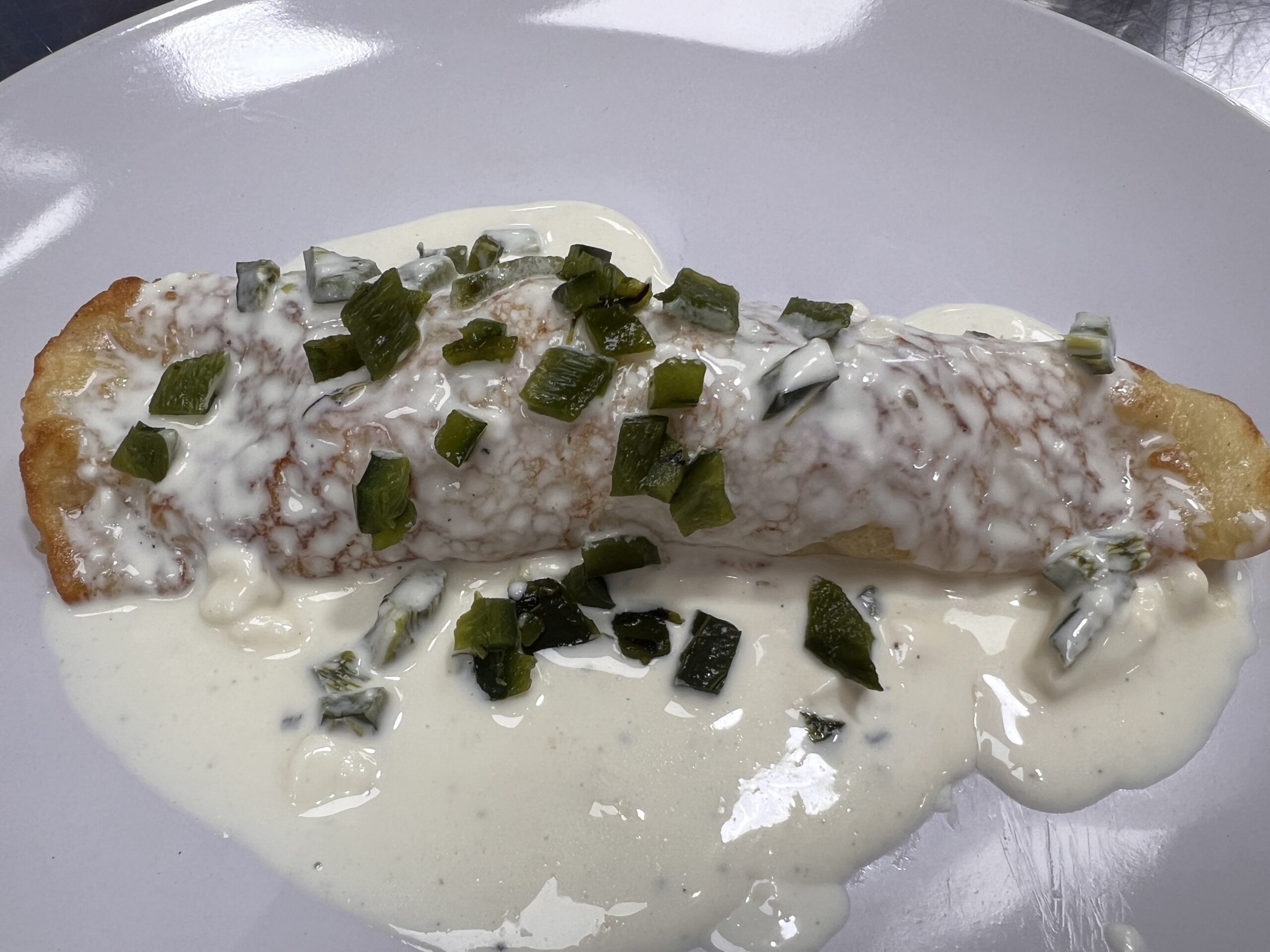 Chicken Crepes with Poblano Cream Sauce