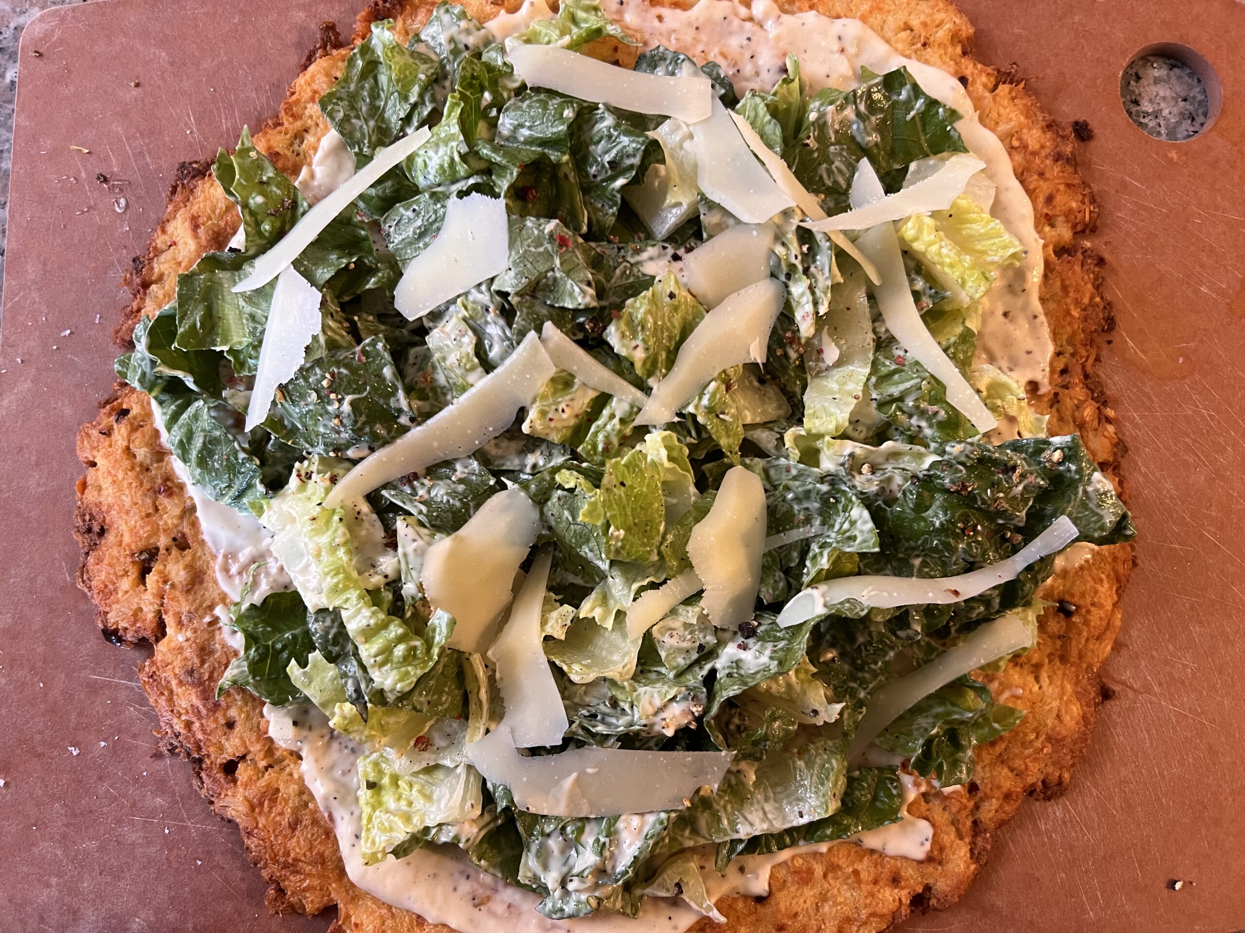 Chicken Crust Caesar Salad Pizza