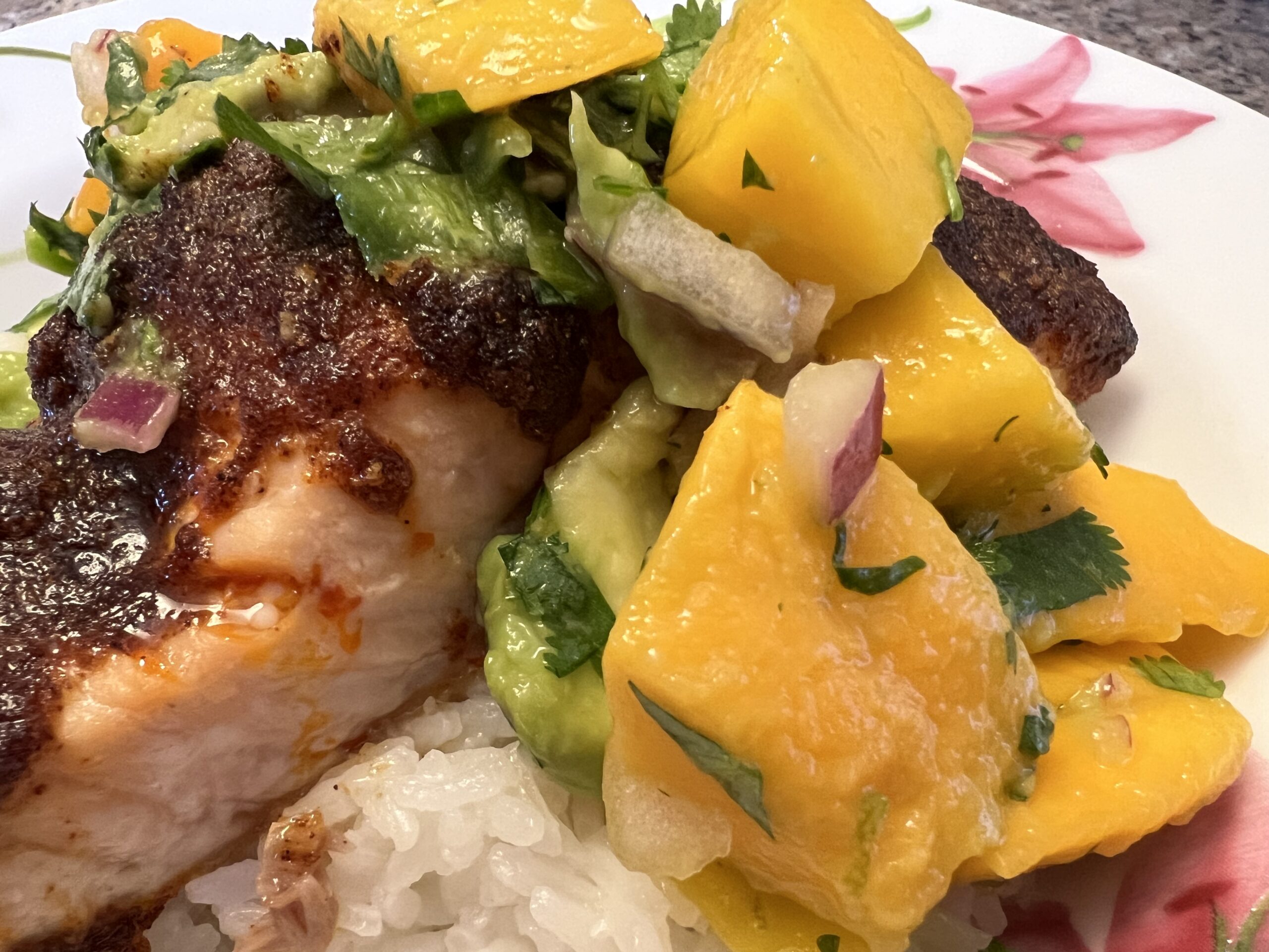 Sweet and Smoky Salmon with Mango (or Pineapple) Salsa