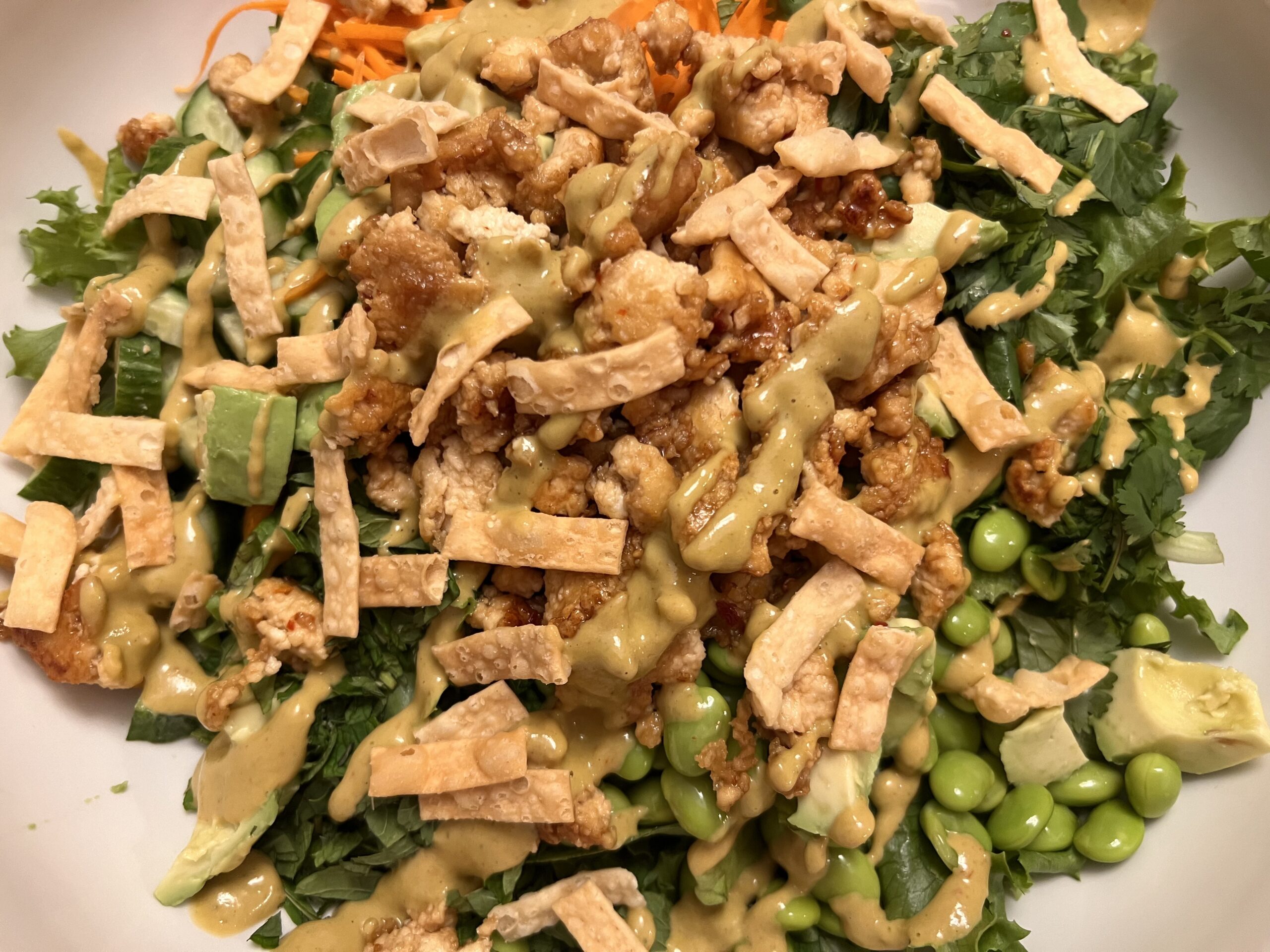 Thai Veggie Chopped Salad with Crispy Miso Lime Tofu