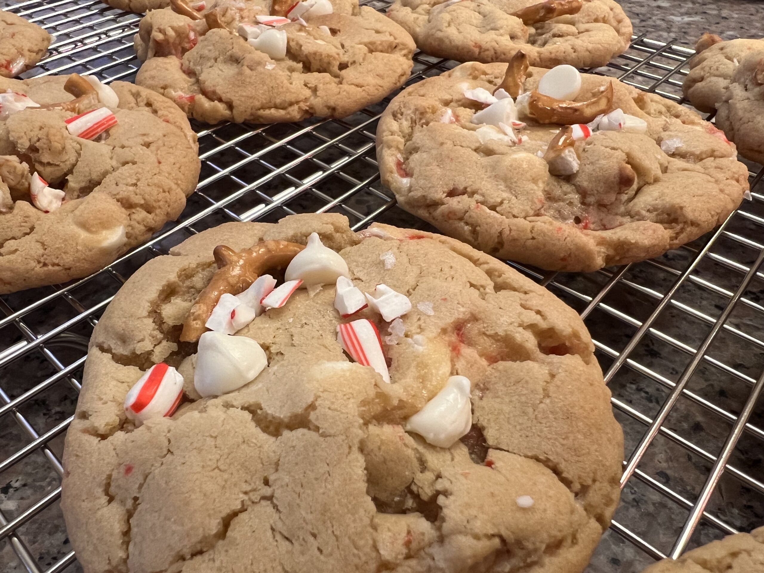 White Chocolate Peppermint Pretzel Cookies