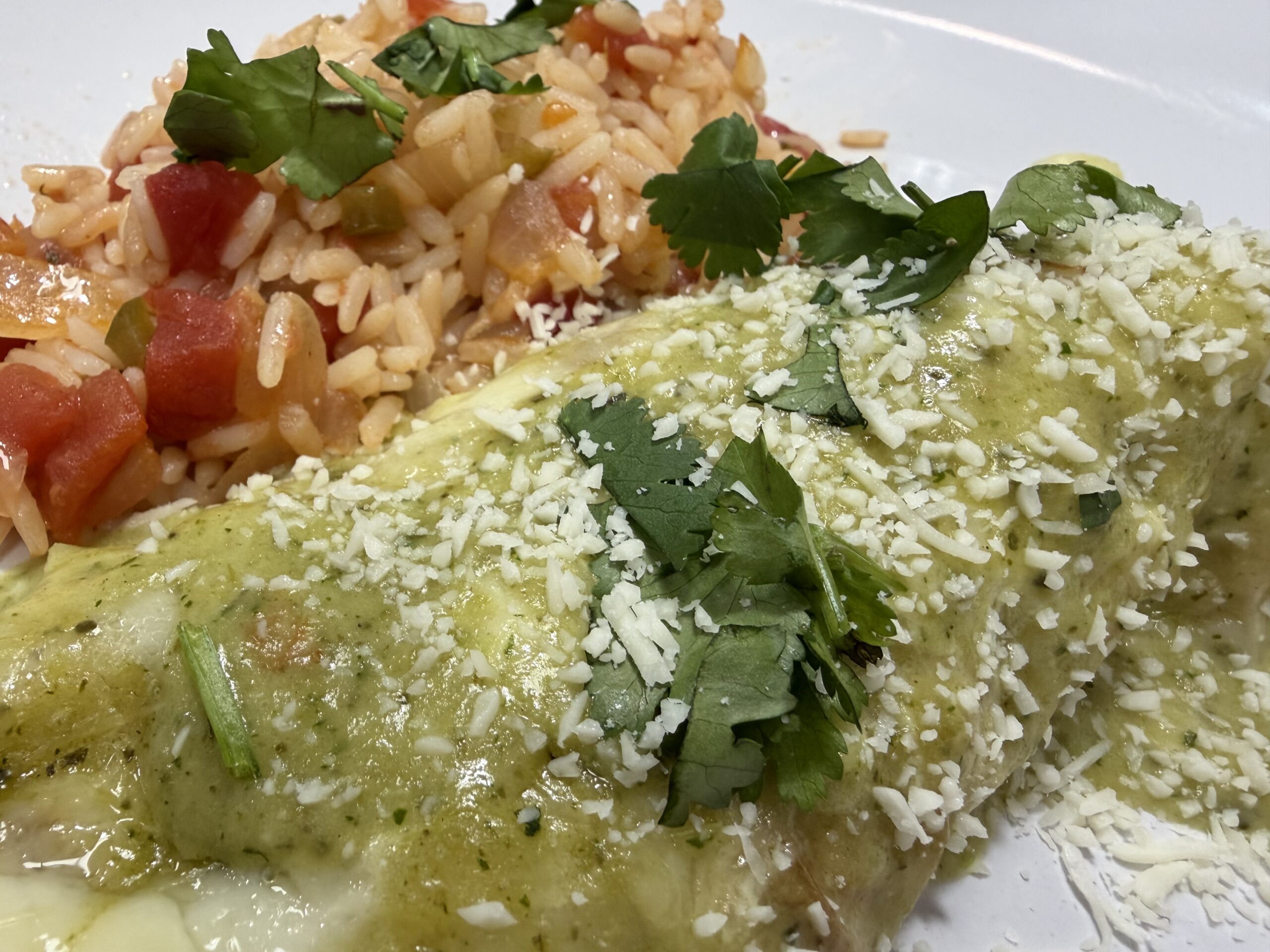 Chicken Enchiladas with Poblano Chile Sauce