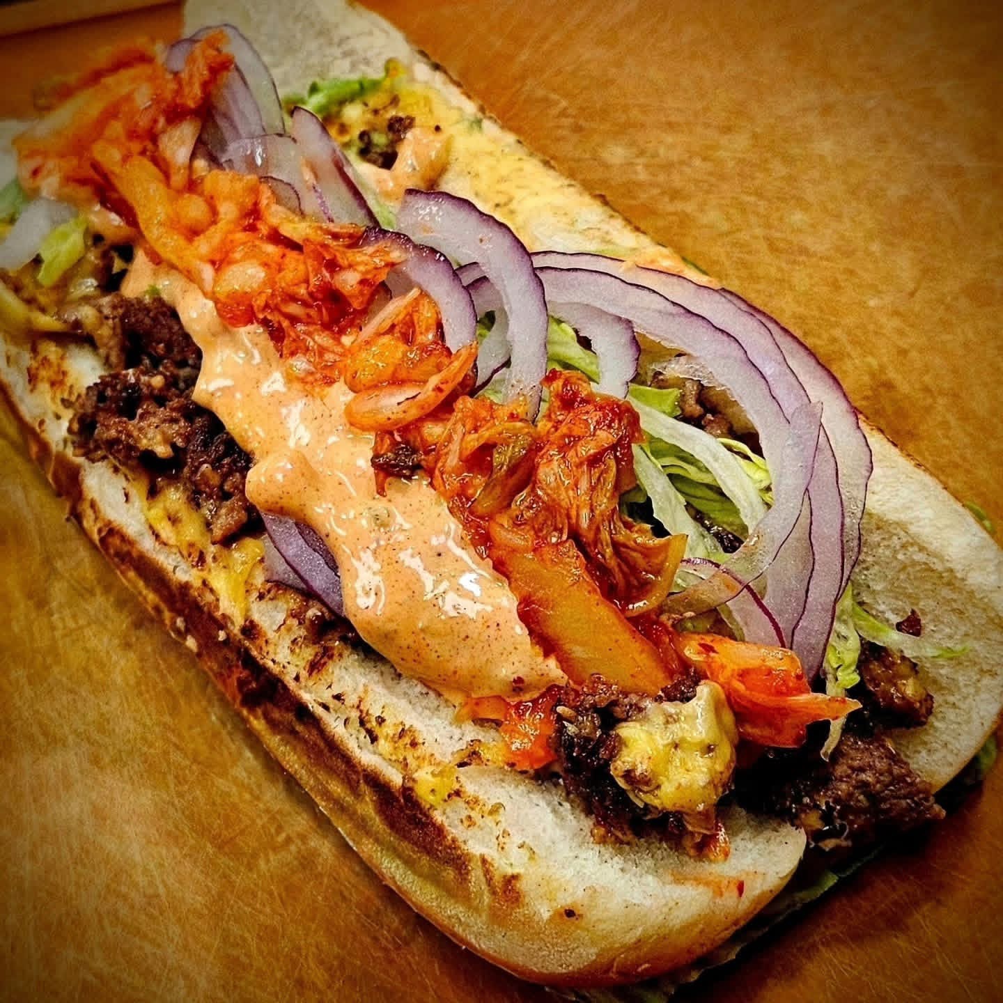 Kimchi Chopped Cheese Hoagies